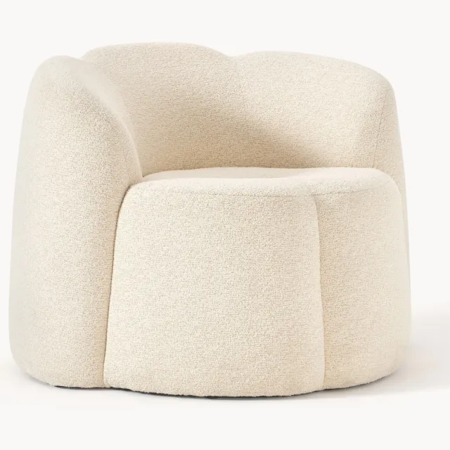 Westwing Collection Bouclé loungefauteuil Fleur Wit