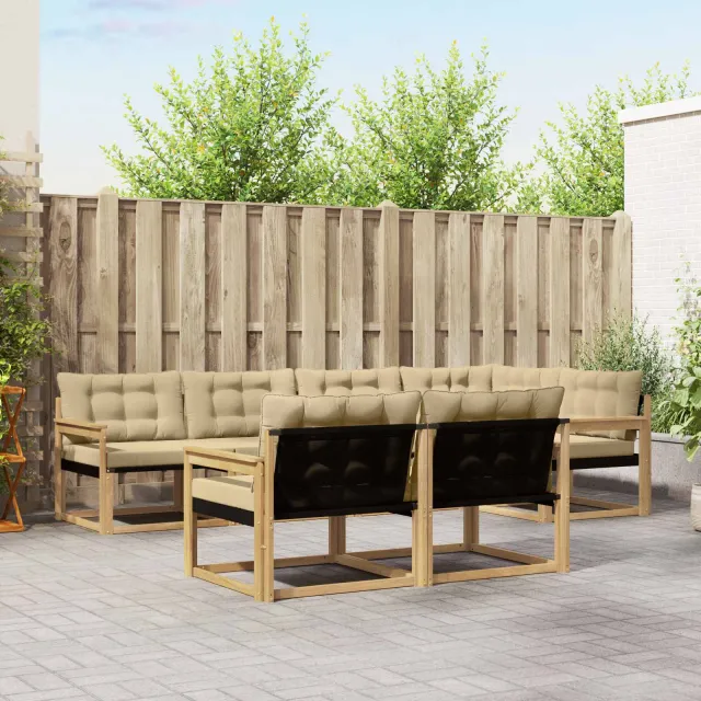 vidaXL Buiten bankenset 7 st 7-zits Wit en Beige