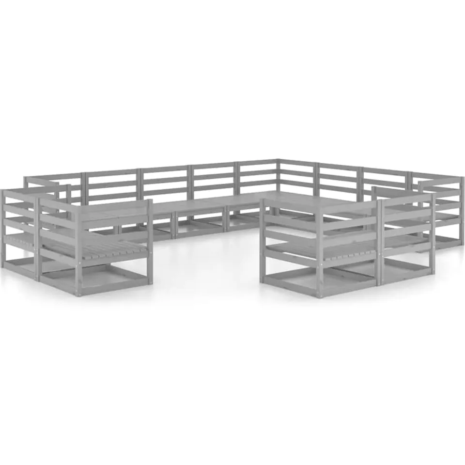 vidaXL 12-delige Loungeset massief grenenhout grijs, foto 3