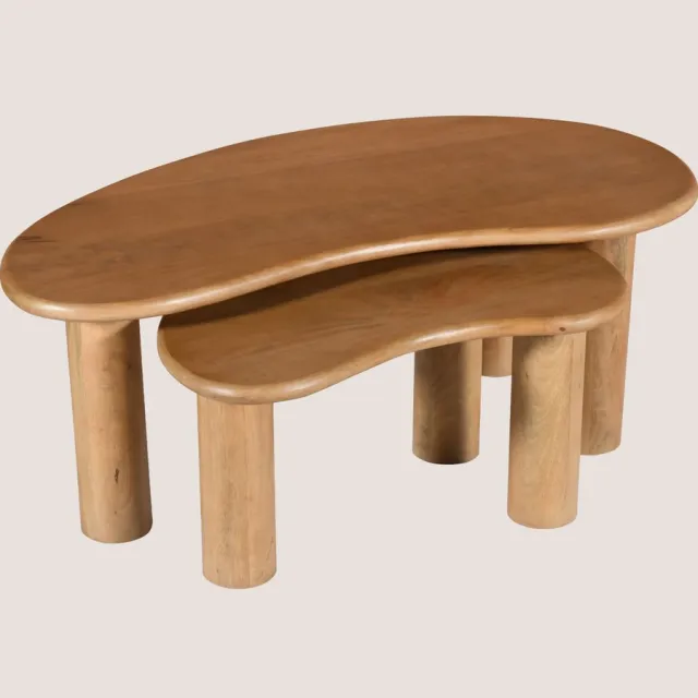Niva Home Salontafel Set van 2 Mangohout – Organisch – Modern Design Naturel
