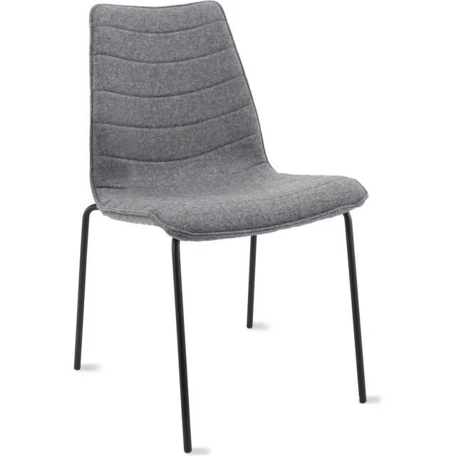 Workliving Verona Eetkamerstoel / Vergaderstoel - Wolvilt Fenice 602 Middengrijs - frame zwart Middengrijs - Zwart