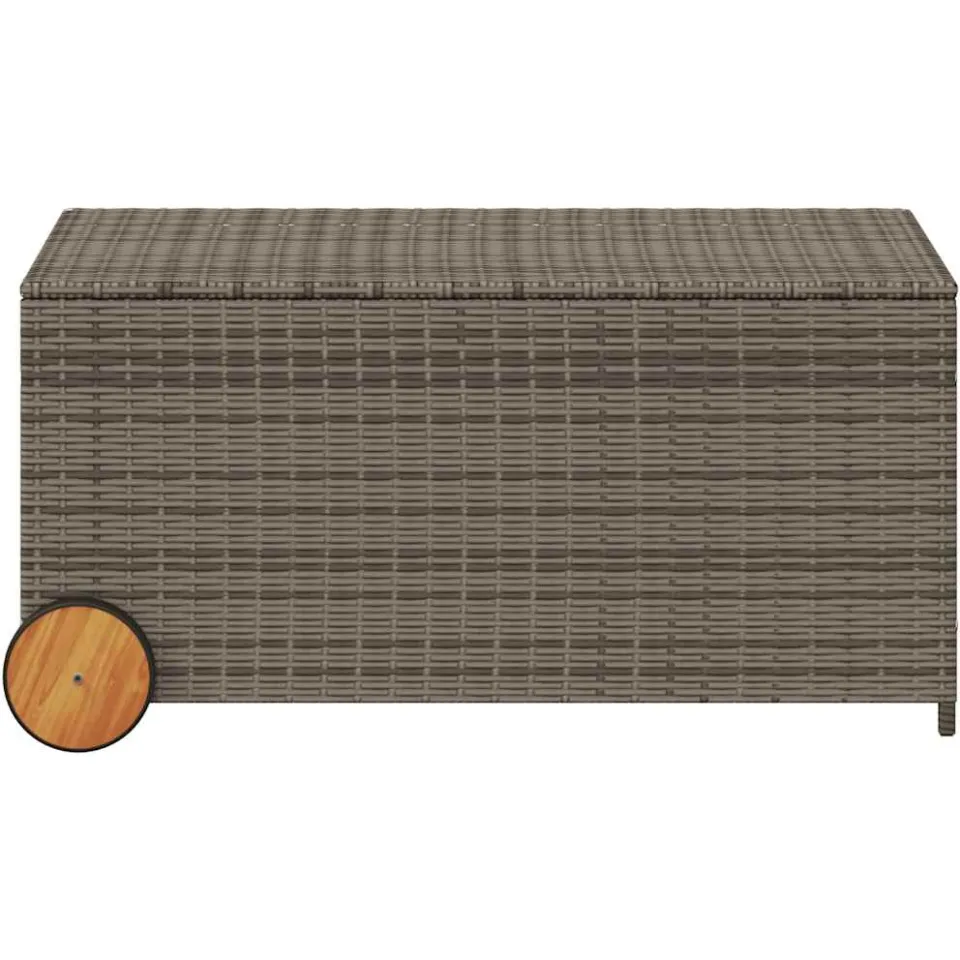 vidaXL Tuinbox met wielen 190 L poly rattan grijs, foto 4