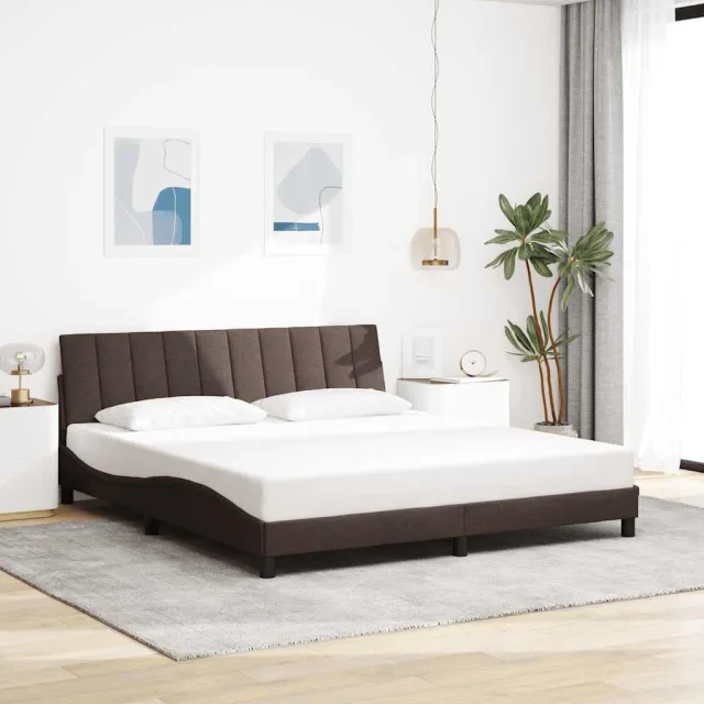 vidaXL Bedframe zonder matras "Hanko" stof donkerbruin 180x200 cm bruin