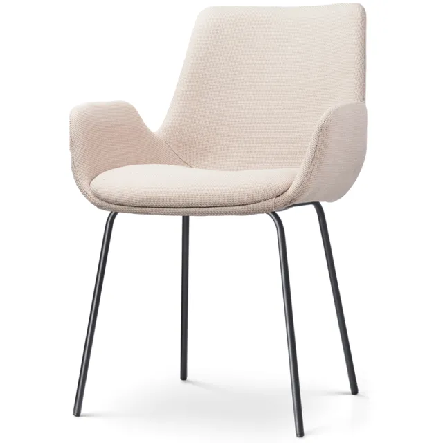 Nolon Nora-Eef eetkamerstoel beige - zwart onderstel