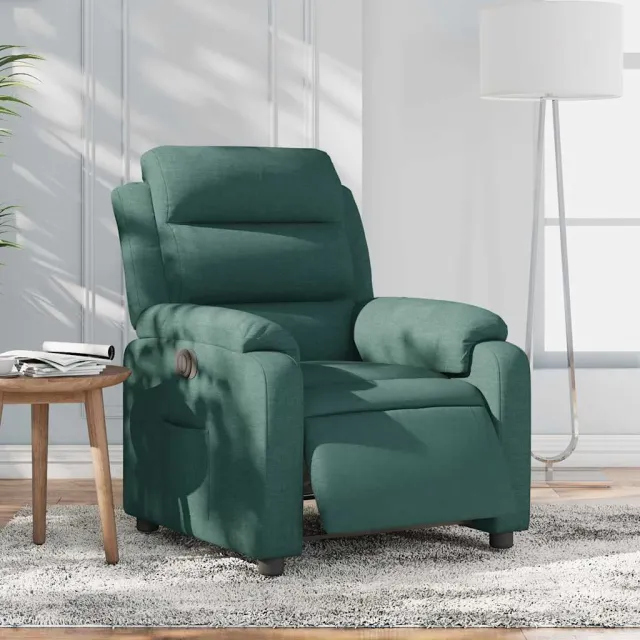 vidaXL Fauteuil verstelbaar elektrisch stof donkergroen groen