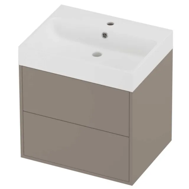 Proline Podium Badmeubelset Polystone Loft 1 Kraangat Voor Grepen 60x46x62 cm Mat White Clay Beige