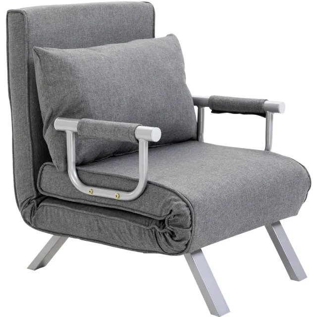 Homona Slaapfauteuil - Met 5 standen verstelbare rugleuning en kussen - 65 x 69 x 80 cm - Grijs