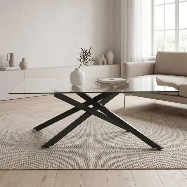VVBV Salontafel 100x60x46 cm – Minimalistisch – Modern Design – Voor Woonkamer – Metalen Frame – Zwart