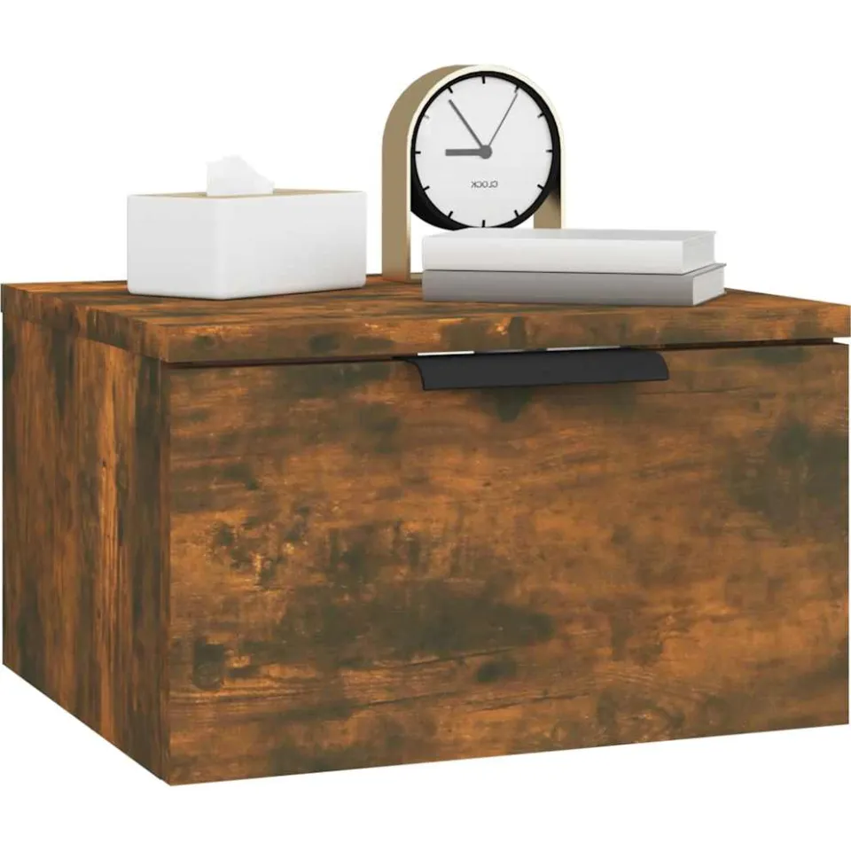 vidaXL Nachtkastje wandgemonteerd 34x30x20 cm gerookt eikenkleurig Bruin