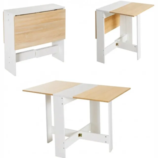Rolipo Eettafel Inklapbare - Eettafel Uitschuifbaar - Opvouwbaar - Uitklapbaar - Ruimtebesparend Klaptafel - Modern en Stijlvol - 103x76x74 cm - Eiken Wit