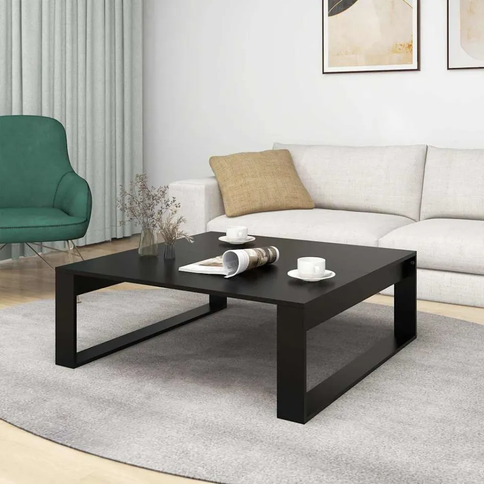 vidaXL Salontafel 100x100x35 cm bewerkt hout zwart, foto 4