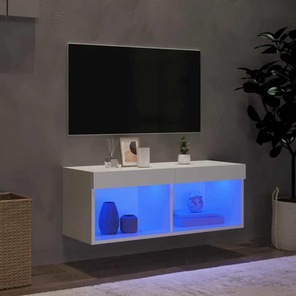 vidaXL Tv-meubel met LED-verlichting 80x30x30 cm wit, foto 2