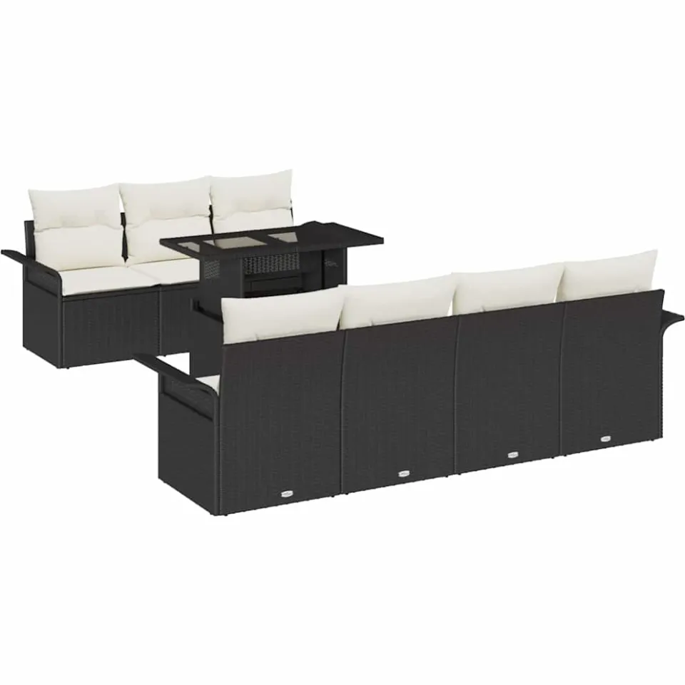 vidaXL Tuin Sofa Set 8 st Zwart [Synthetisch]: Poly Rattan