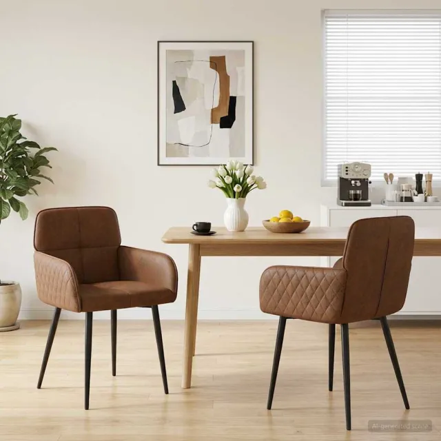 vidaXL Eettafelstoelen 2 st Nep Suede Leer Bruin 59 x 56,5 x 85 cm, foto 2