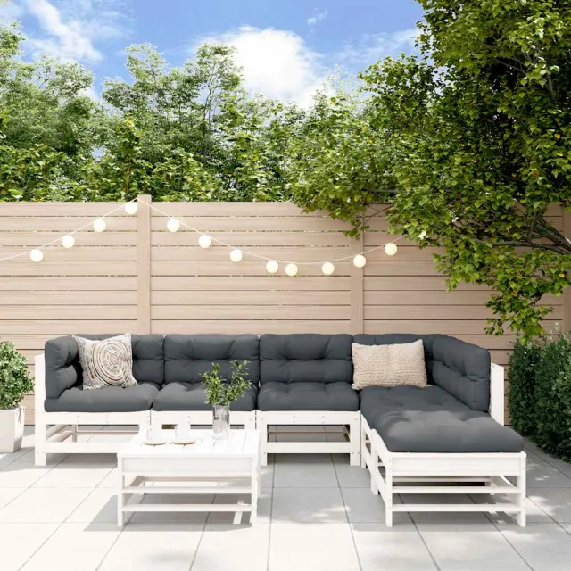 vidaXL 7-delige Loungeset massief grenenhout wit, foto 2
