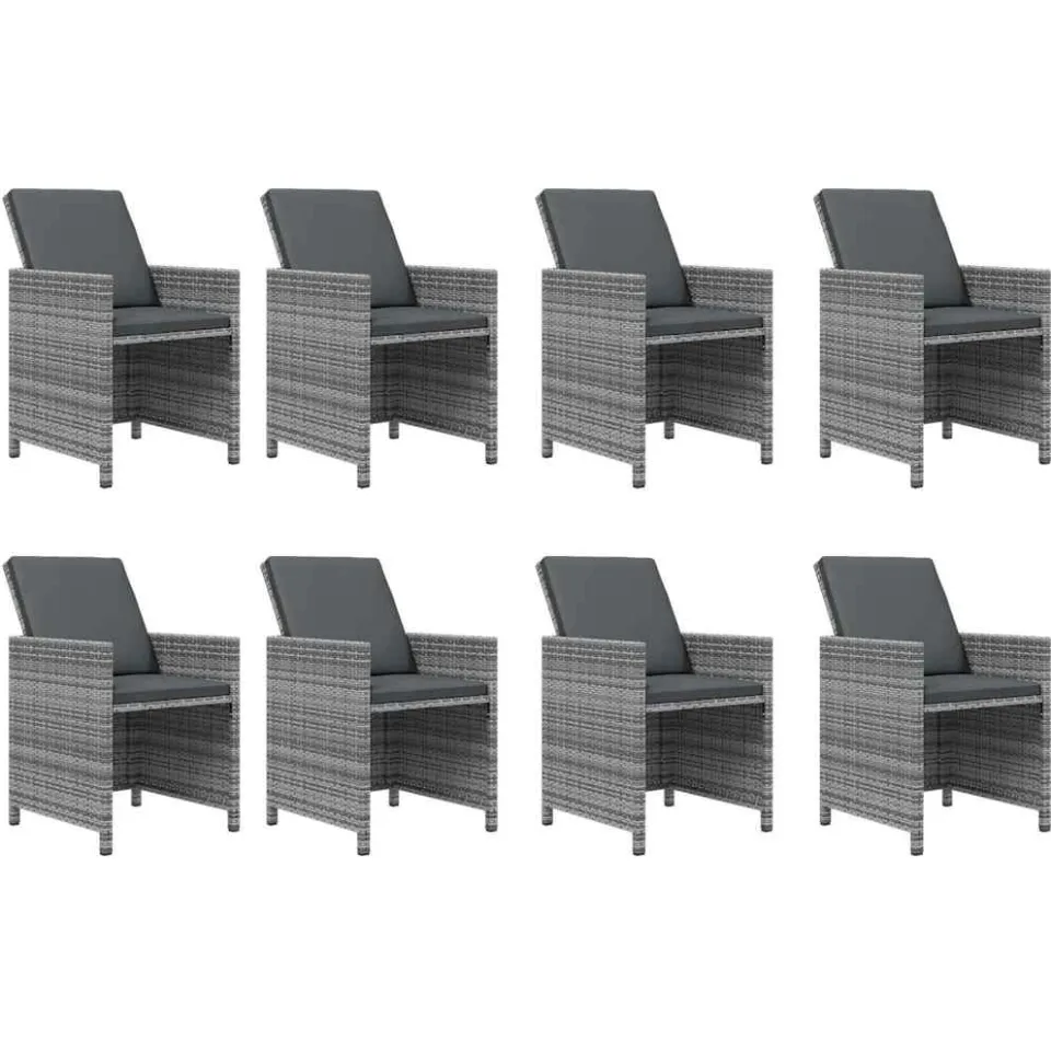 vidaXL 9-delige Tuinset met kussens poly rattan grijs, foto 3
