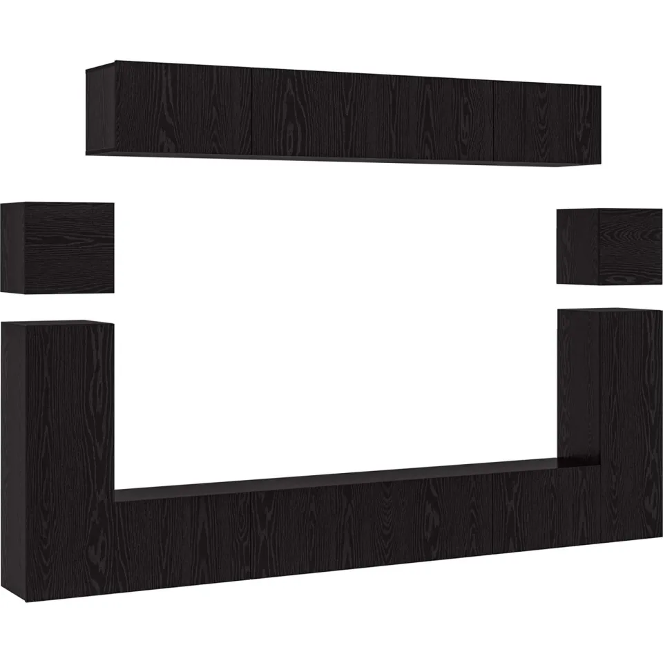 vidaXL Tv-meubelset 8 st 100 x 30 x 30 cm Zwart Eiken
