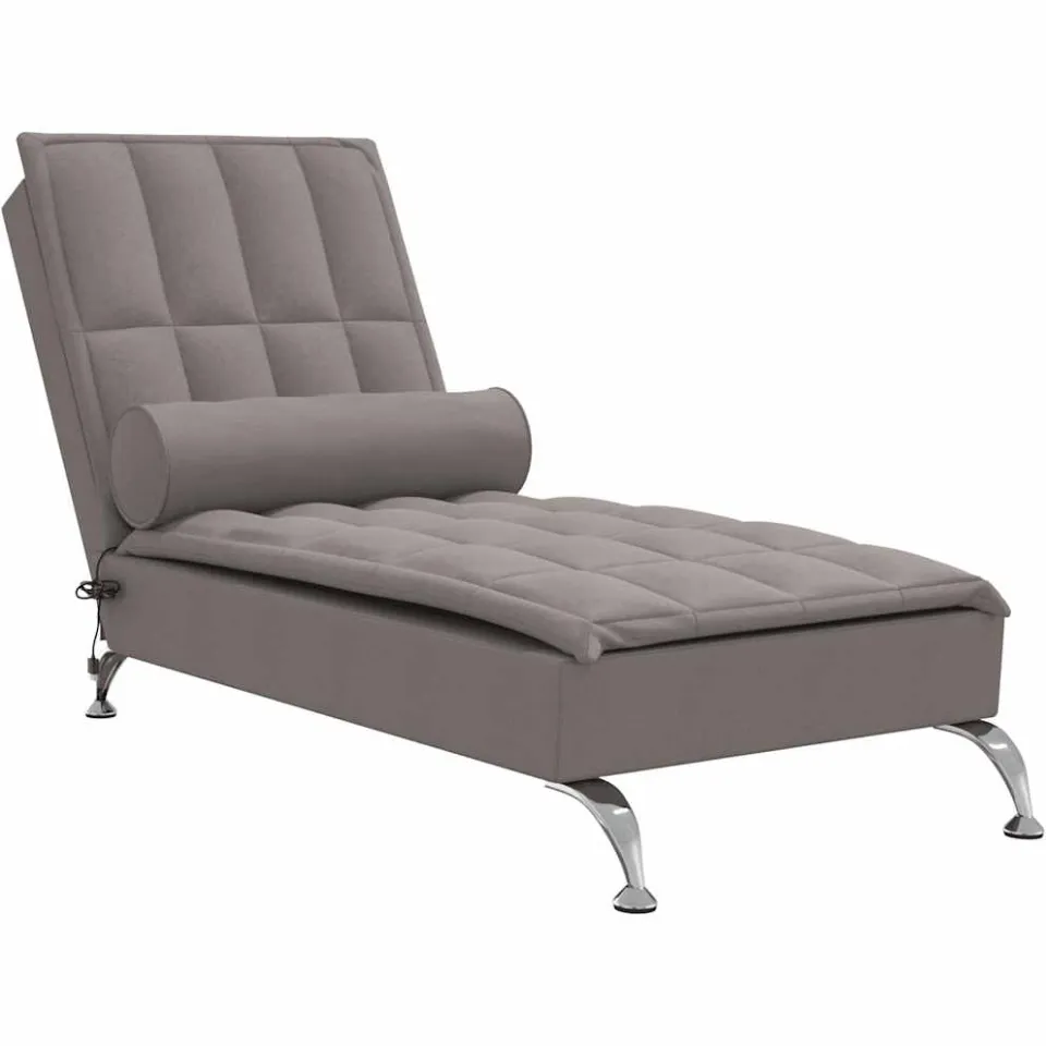 vidaXL Massage chaise longue met bolster stof taupe