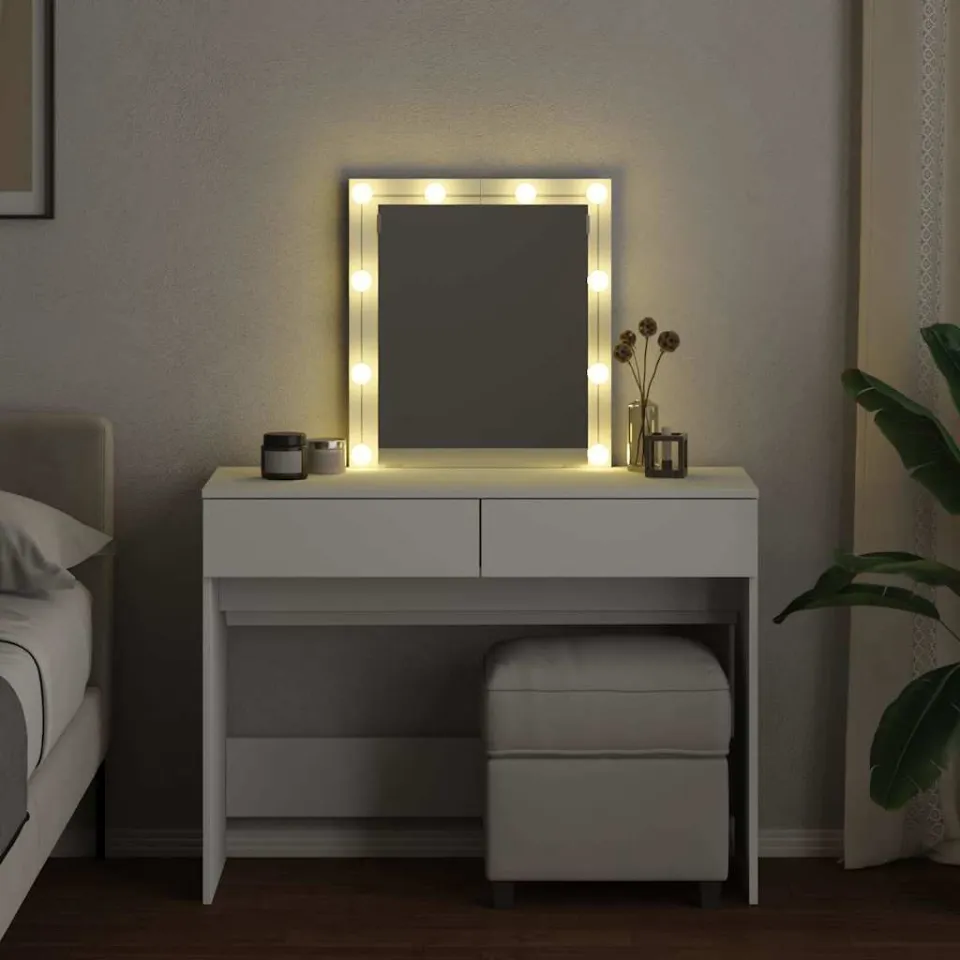 vidaXL Kaptafel met LED 100x40x130 cm wit, foto 3