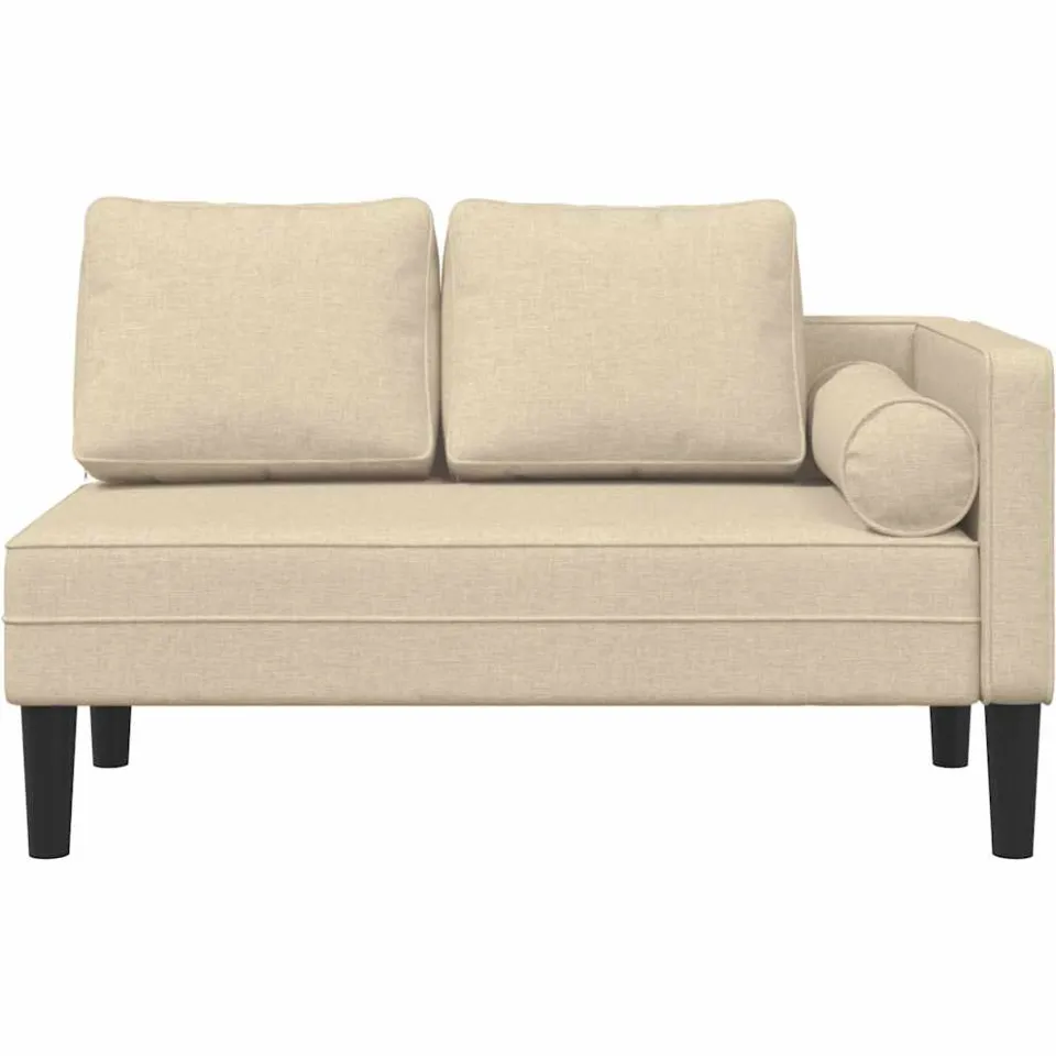 vidaXL Chaise longue met kussens stof crèmekleurig