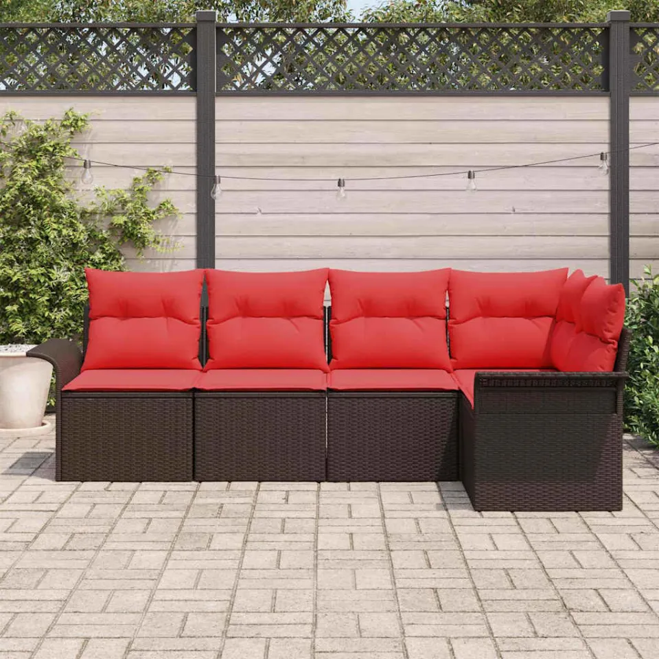 vidaXL Tuin Sofa Set 5 st Bruin poly rattan, foto 3