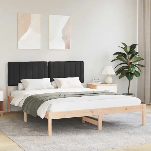 vidaXL Bedframe met Gevoerd Hoofdgedeelte Zwart 150 x 200 cm