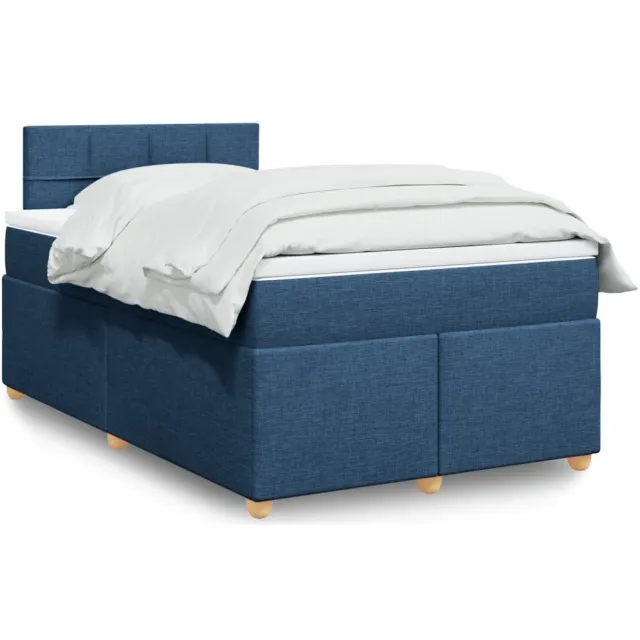 vidaXL Boxspring met matras stof blauw 120x190 cm