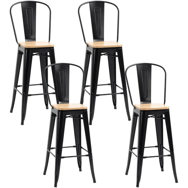 Homcom Barkruk-45x44x118cm-Metaal-Zwart Wit