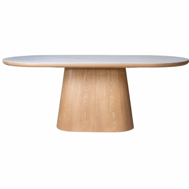 Giga Meubel Eettafel Alba - Wit Keramiek/Naturel - 200x90x77cm