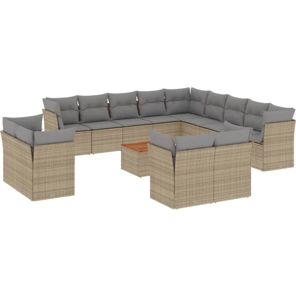 vidaXL Patio Sofa Set 7-zits Mix Beige en Lichtgrijs, foto 3
