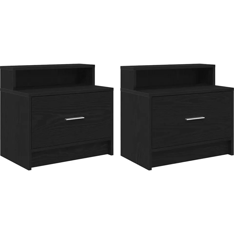 vidaXL Nachtkastjes 2 st met lade 51x31x47 cm zwart eikenkleurig, foto 3
