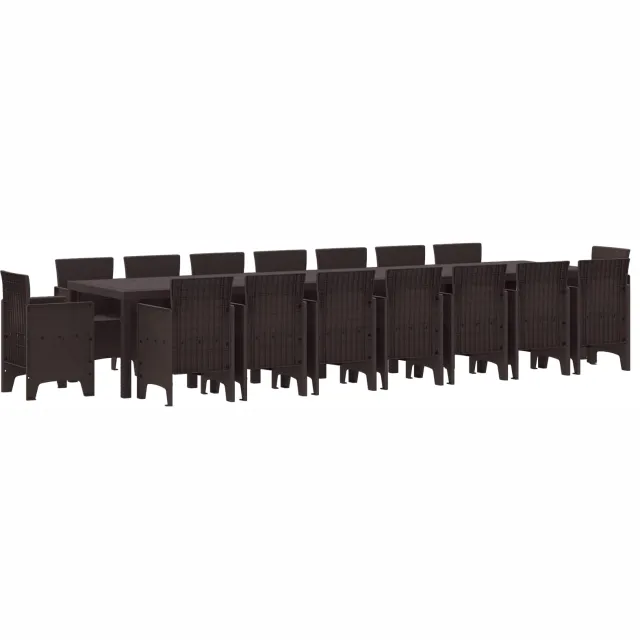 vidaXL Tuin Eettafelset met kussens 17 st Bruin PP