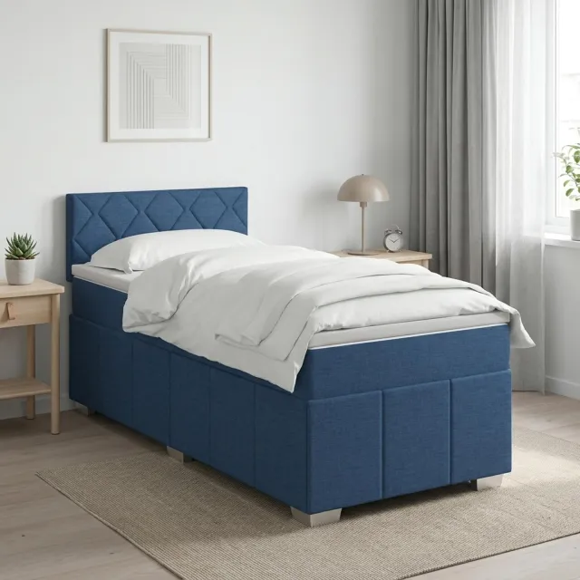 vidaXL Boxspringbed met matras met hoofdeinde Blauw 90 x 200 cm Stof