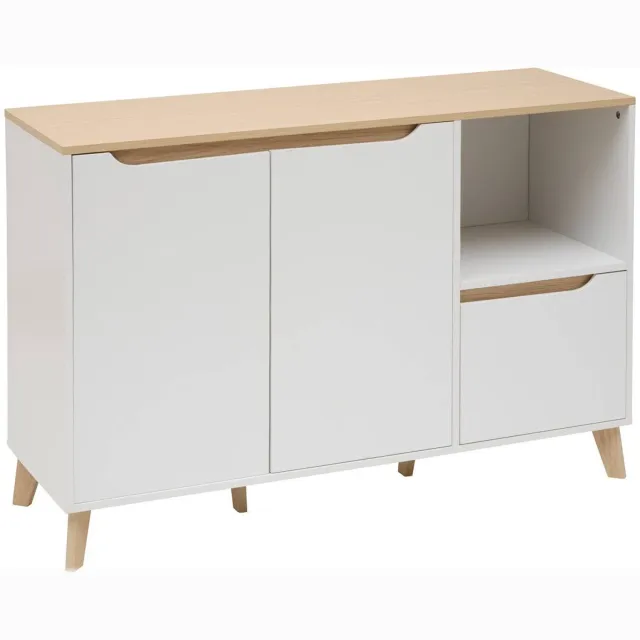 5 Five Simply Smart Luma rechthoekig dressoir 40 x 120 cm, 2 deuren, 1 lade, wit Blanc