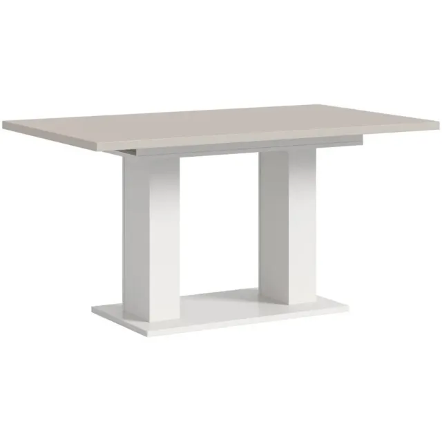 Furnilux Moderne eettafel in kasjmier en wit - Verstelbaar design met dubbele zuilen