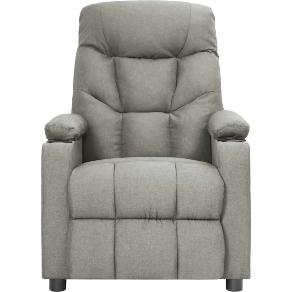 vidaXL Massagestoel elektrisch stof lichtgrijs grijs, foto 3