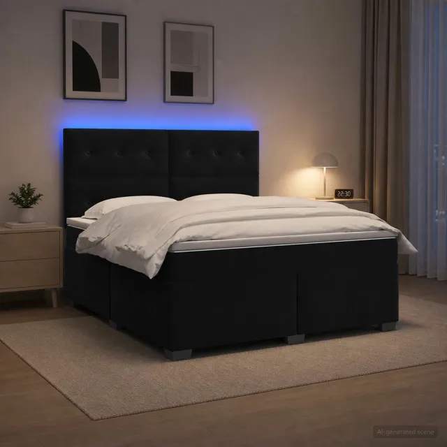 vidaXL Boxspringbed met matras Zwart 140 x 190 cm Fluweel