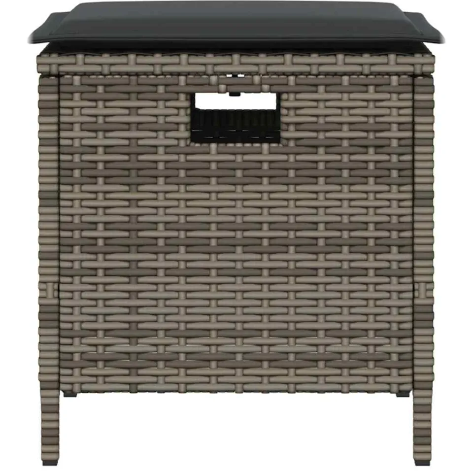 vidaXL 5-delige Tuinset met kussens poly rattan grijs, foto 2