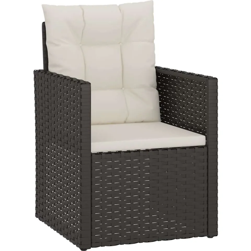vidaXL 4-delige Loungeset met kussens poly rattan zwart, foto 3