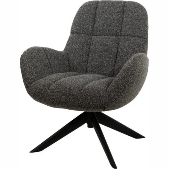 MySons Fauteuil Elvis Draaibaar Monet Antraciet 73x75x88 cm Luxe Relaxstoel - Moderne Stof - Draaifauteuil - 360° Draaibare Comfort Chair - Design Fauteuil met Metalen Onderstel Antraciet Antraciet
