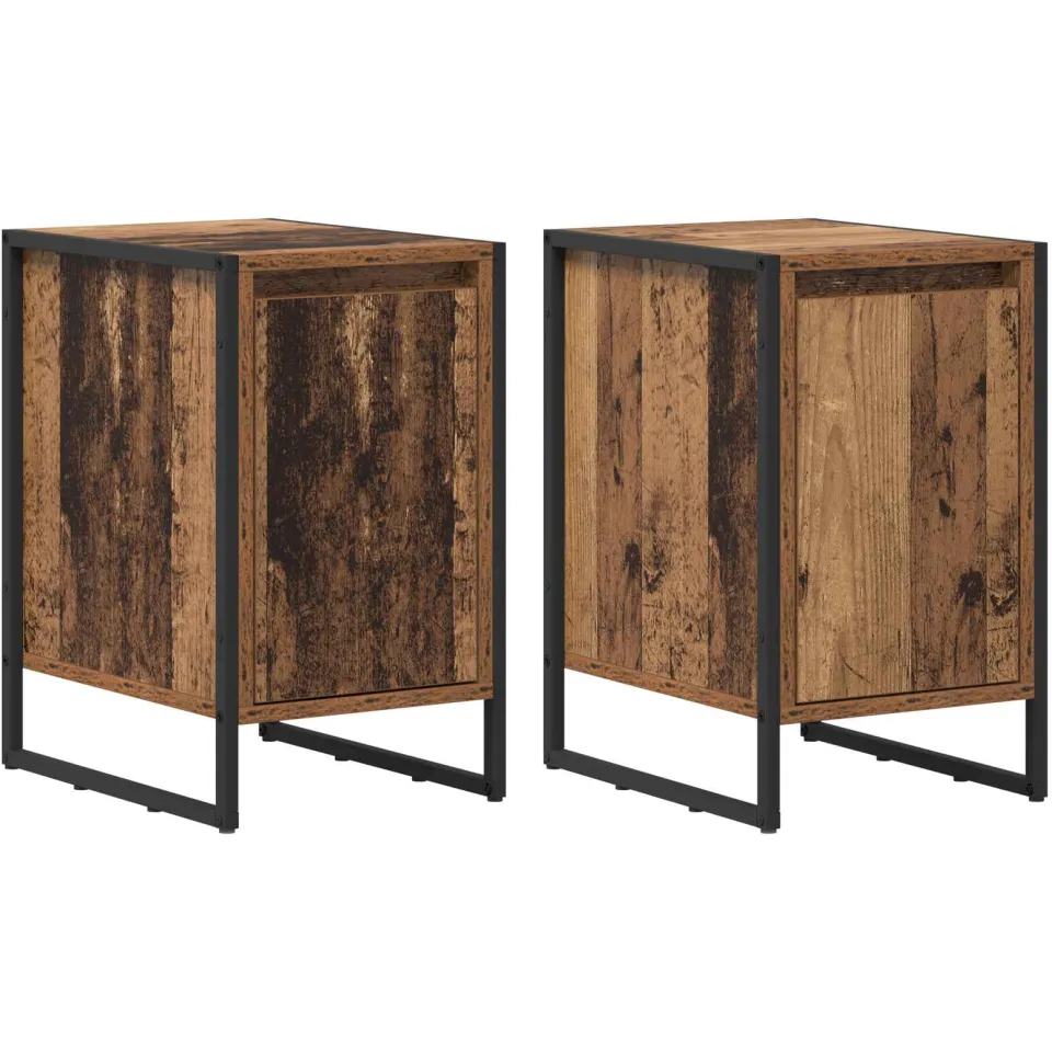 vidaXL Nachtkastje 2 st Oud Hout 39,5 x 30 x 50 cm Bewerkt hout Bruin