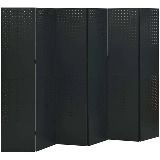 vidaXL Kamerscherm met 6 panelen 240x180 cm staal zwart