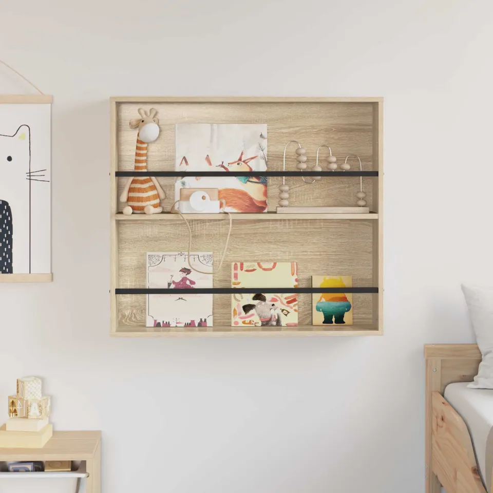 vidaXL Tijdschrift Rek Sonoma Eiken 80 x 12 x 70 cm Bewerkt hout, foto 4