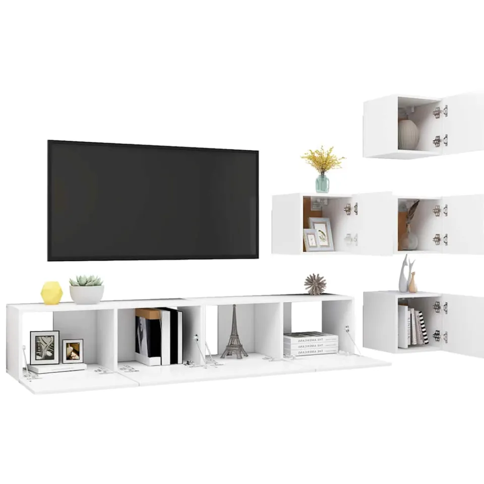 vidaXL 6-delige Tv-meubelset bewerkt hout wit, foto 3