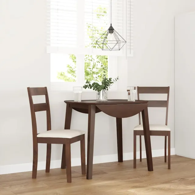 vidaXL Eetkamerstoelen met kussens 2 st massief hout rubber bruin, foto 2