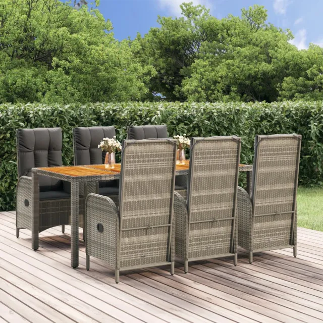 vidaXL 7-delige Tuinset met kussens poly rattan grijs, foto 2