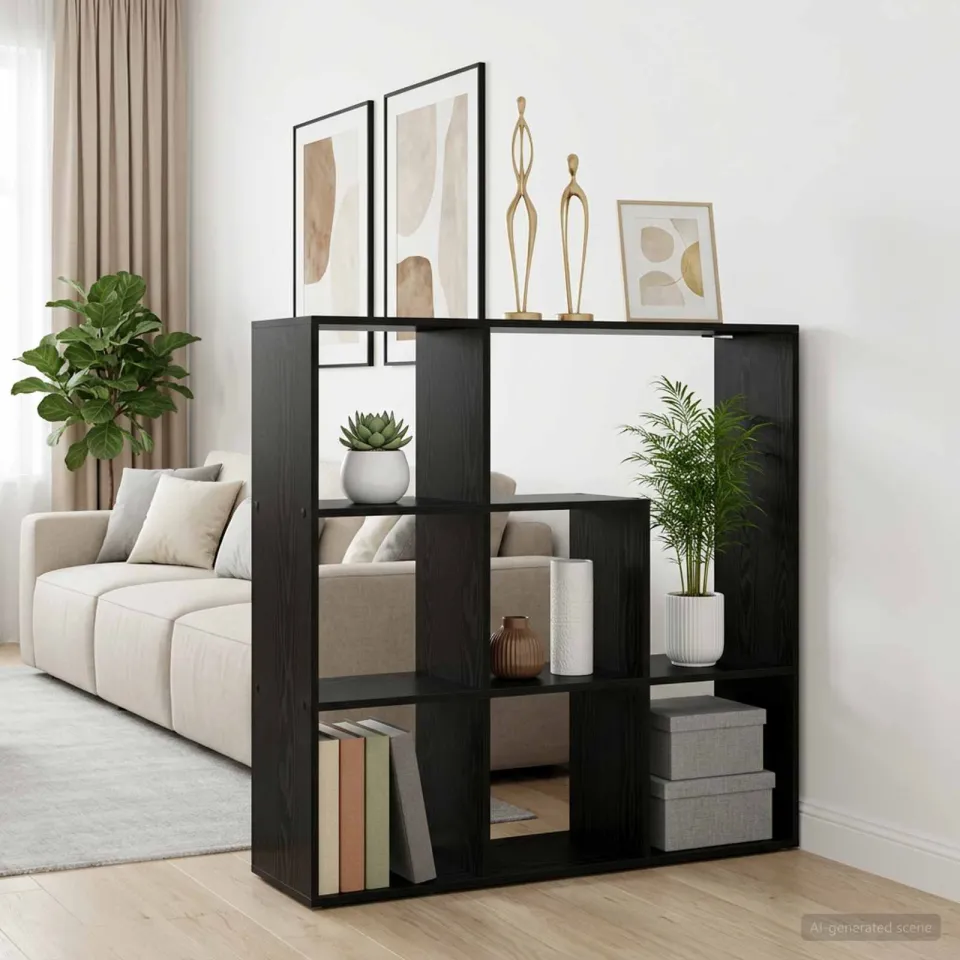 vidaXL Boekenkast 102 x 29 x 103,5 cm Bewerkt hout Zwart eiken, foto 4