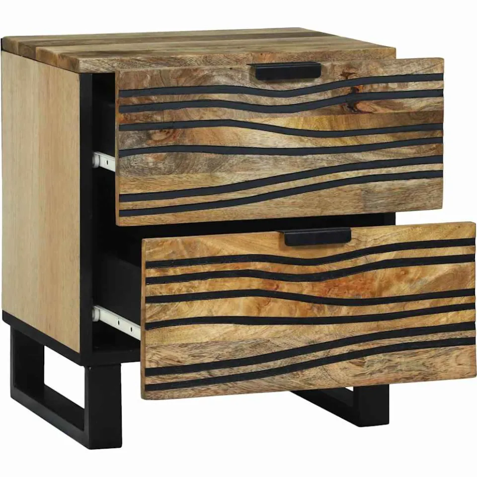 vidaXL Nachtkastje 2 st Naturel 40 x 33 x 46 cm Bewerkt hout, foto 3