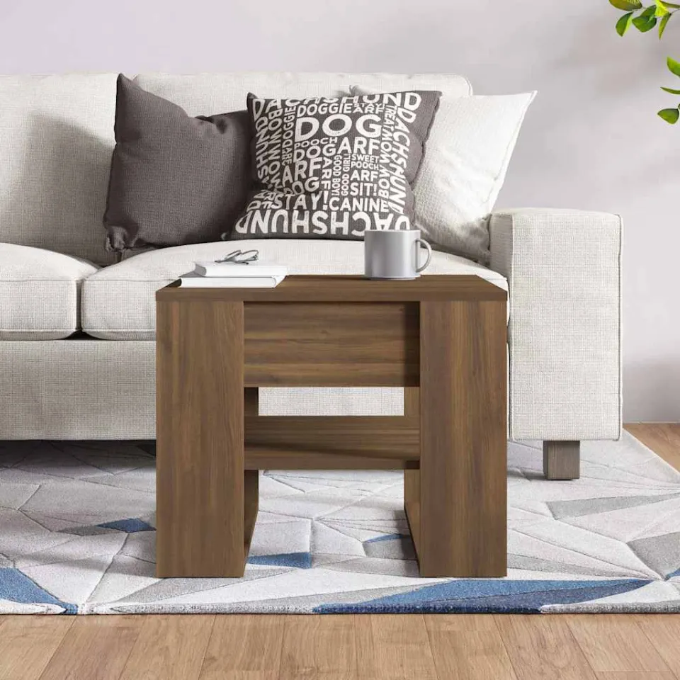 vidaXL Salontafel 55,5x55x45 cm bewerkt hout bruin eikenkleur, foto 3