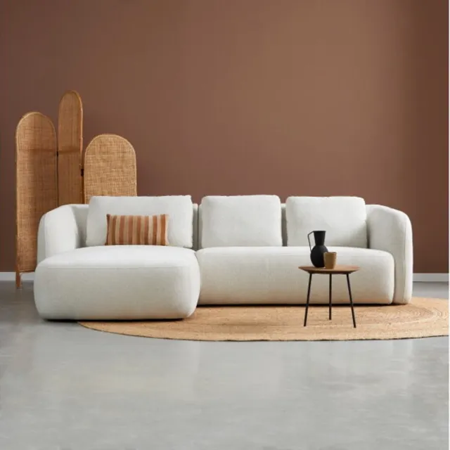 PEPP Interiors CLOUD hoekbank met chaise longue links - bouclé Ness 15 greige - 285x165x84 cm greige Beige